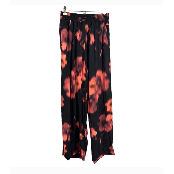 Universal Standard Pant Women Wide Leg Black Floral Elastic Waist Size 4XS - Picture 6 of 6